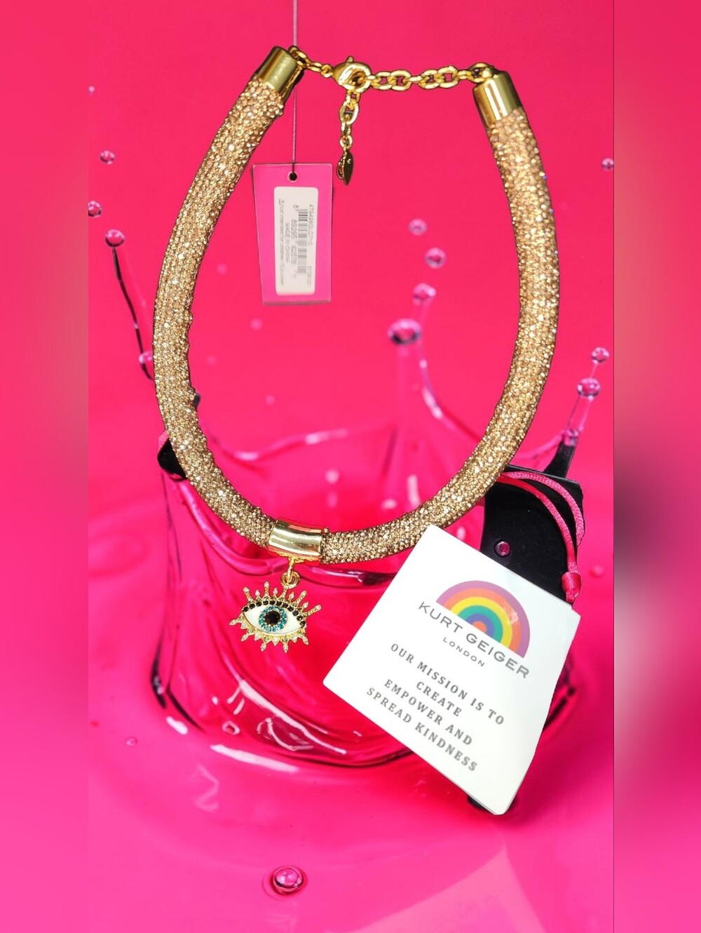 Kurt Geiger London Evil Eye Pendant Rope Collar Necklace